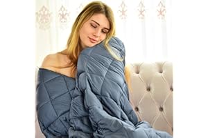 WONAP Bamboo Weighted Blanket for Couples | Cooling Touch | 15 lbs | 86"x92" King Size | 100% Natural Bamboo Viscose with Premium Glass Beads | Heavy Blanket | Folkstone Grey