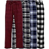 Andrew Scott Men's 4 Pack Flannel Pajama Lounge & Sleep Pants | Ultra Soft Cotton Blends Drawstring Pant