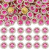 160 Pcs 12MM Sew on Rhinestones Crystals Glass Metal Base Sewing Flower Claw Rhinestones for Clothes Shoes Earring Belt Crafts Sewing Accessories(Rose)
