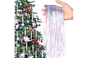 PALONU 30000 Strands Iridescent Christmas Strand Tinsel Icicle,19.7" Tinsel Foil Fringes Shiny Icicles Garland Christmas Tree Glitter Hanging Decorations for Indoor Outdoor Home Holiday Party Supplies