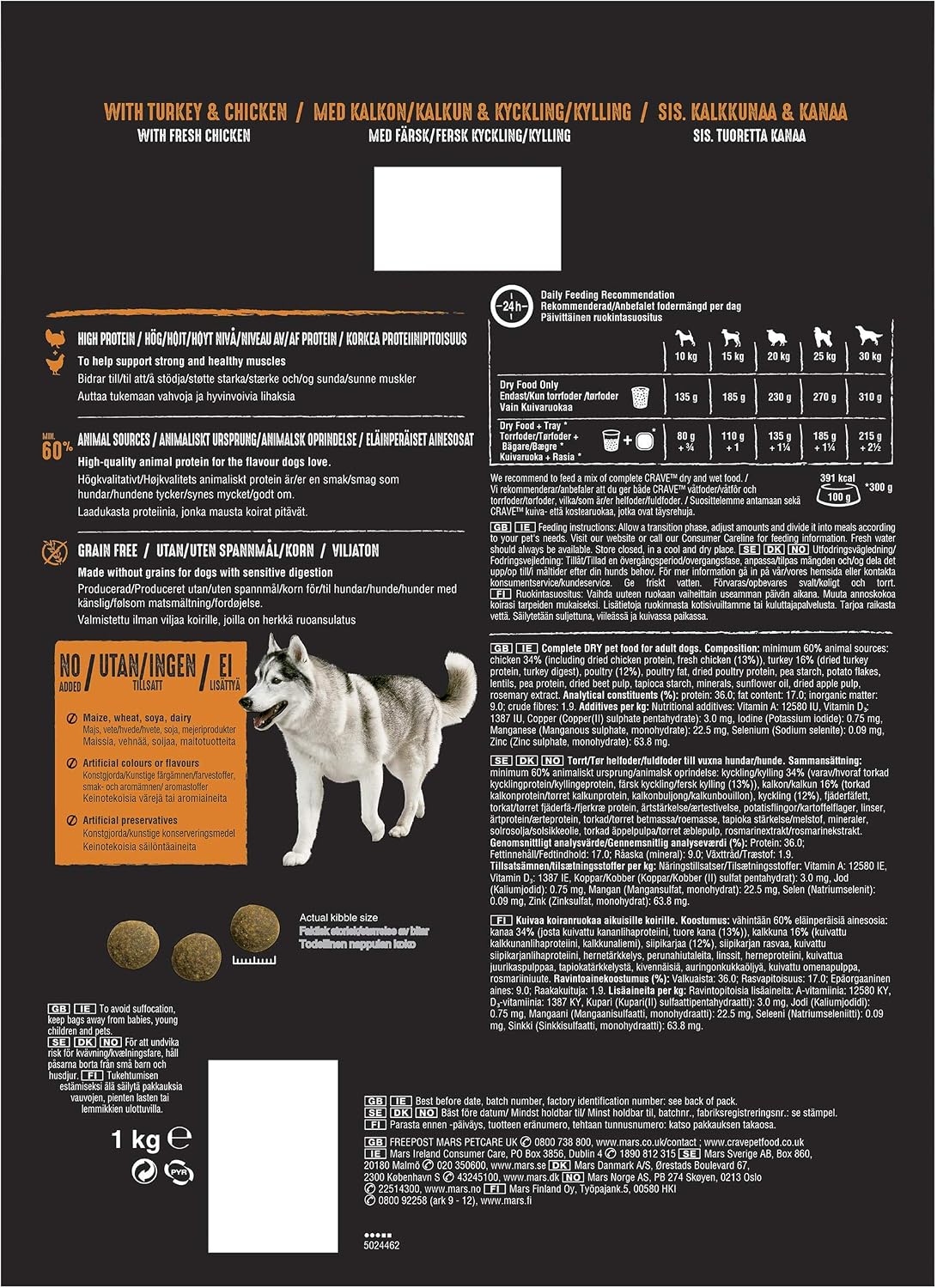 CRAVE Dog Complete with Turkey & Chicken 1kg, 1 kg (Pack of 3) - Image 3