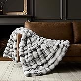 WDCOZY Marble Pattern Bubble Throw Blanket, Luxury Faux Rabbit Fur Mink Plush Throw for Couch, Sofa and Bed, Soft Fluffy Fuzzy Cozy Blanket for Women, Thick and Warm, 50x60 inches, 950 GSM