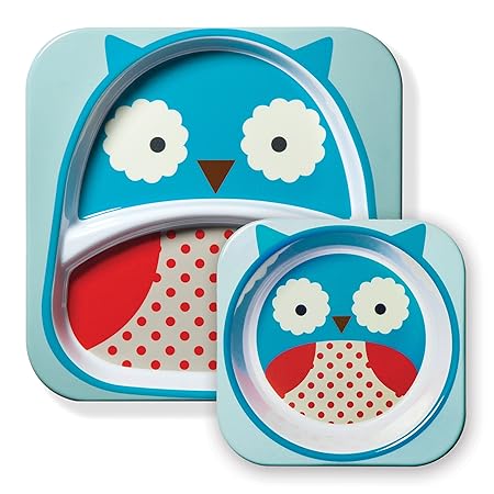 Skip Hop Zoo Melamine Plate and Bowl Set - Owl (Multicolor)