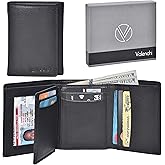 VALENCHI RFID Leather Slim Trifold Front Pocket Mens Wallet with 9 card slots,2 Note pocket coin pocket & ID window