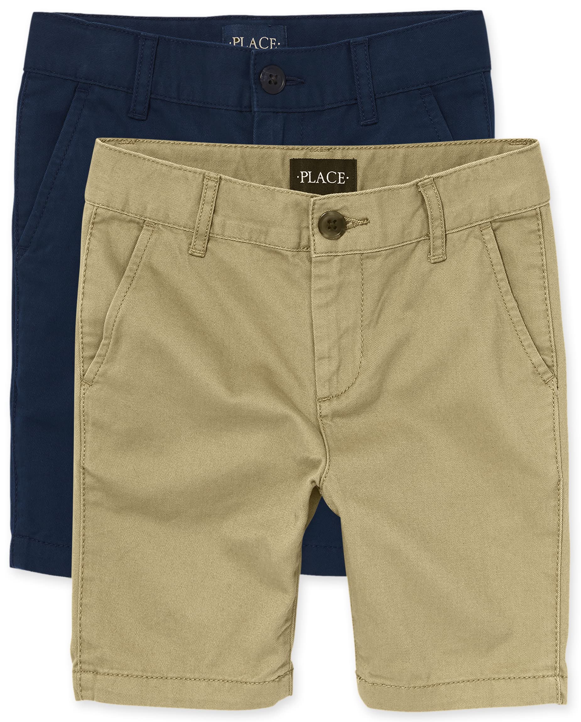 Photo 1 of The Children's Place boys Stretch Chino Shorts, Flax/New Navy, 7
