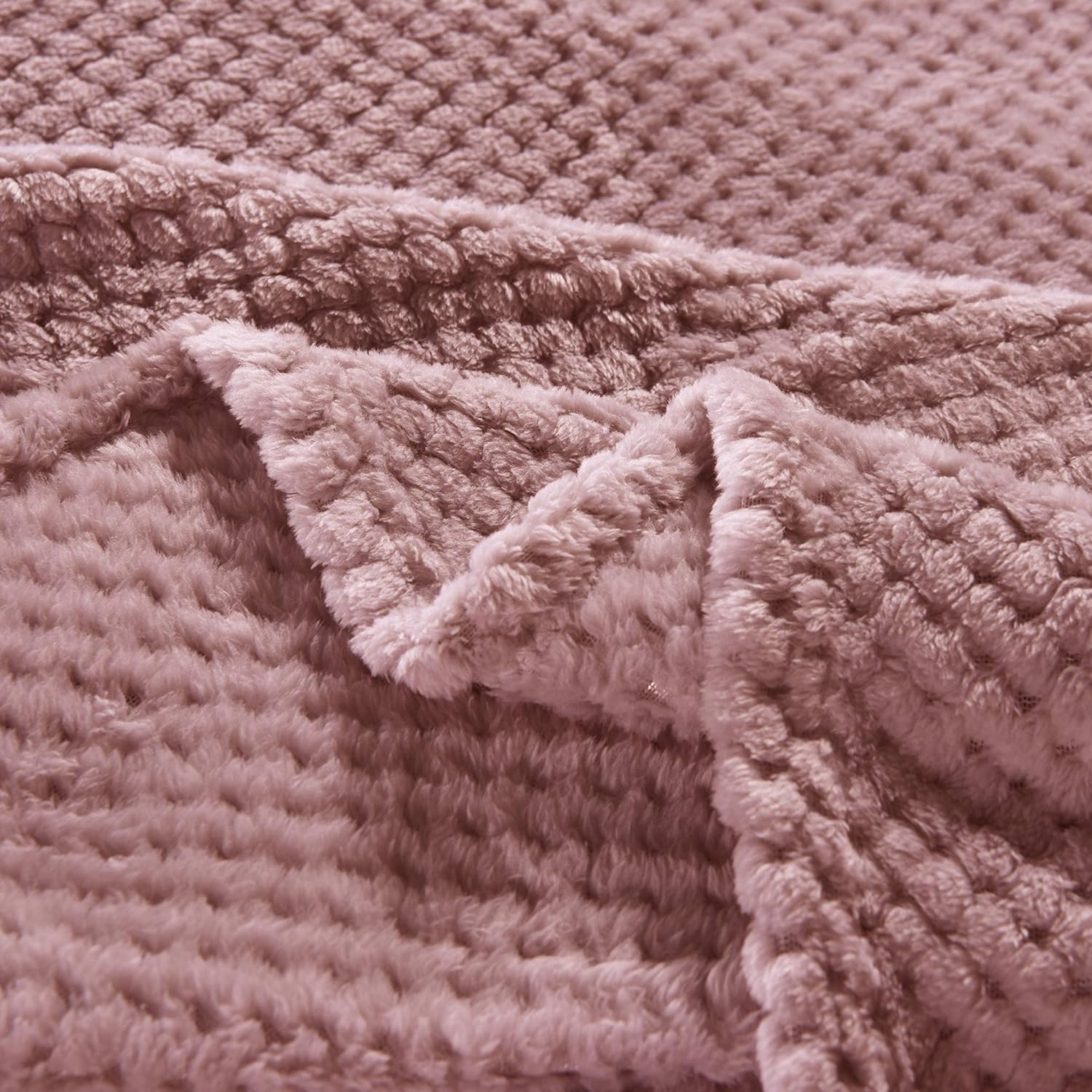 Exclusivo Mezcla Queen Size Waffle Flannel Fleece Bed Blanket as Bedspread/Coverlet/Bed Cover/Bed Sheets (90" x 90", Pink) - Soft, Lightweight, Warm and Cozy: Home & Kitchen