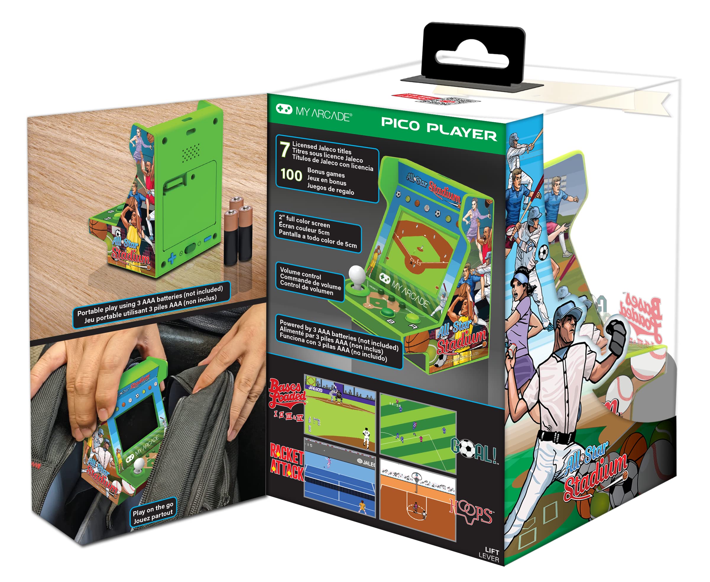 My Arcade All Star Stadium Pico Player- Fully Playable Portable Tiny Arcade Machine with 107 Retro Games, Toys for Kids, 2