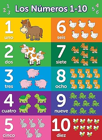 amazoncom numbers 1 10 spanish poster laminated espanol numeros