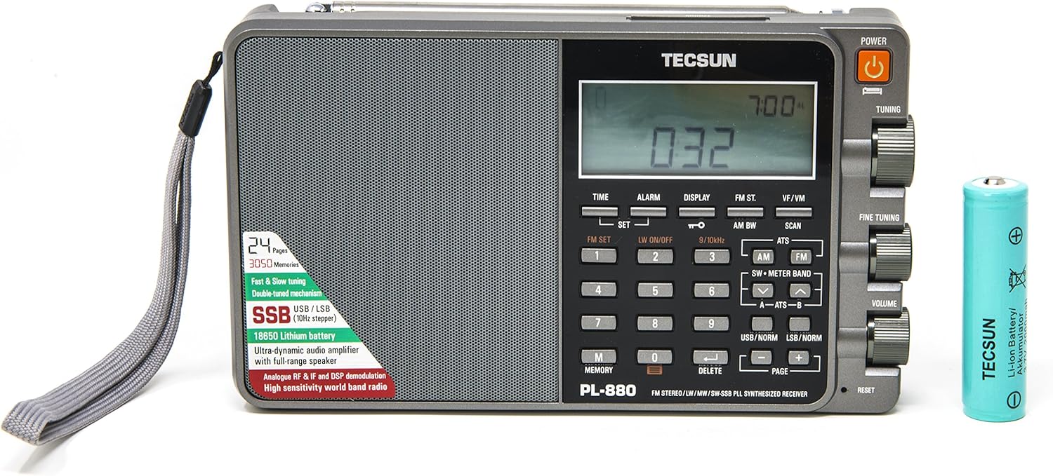 Tecsun PL880 Portable Digital PLL Dual Conversion AM/FM, Longwave & Shortwave Radio with SSB (Single Side Band) Reception, Color Silver: Home Audio & Theater