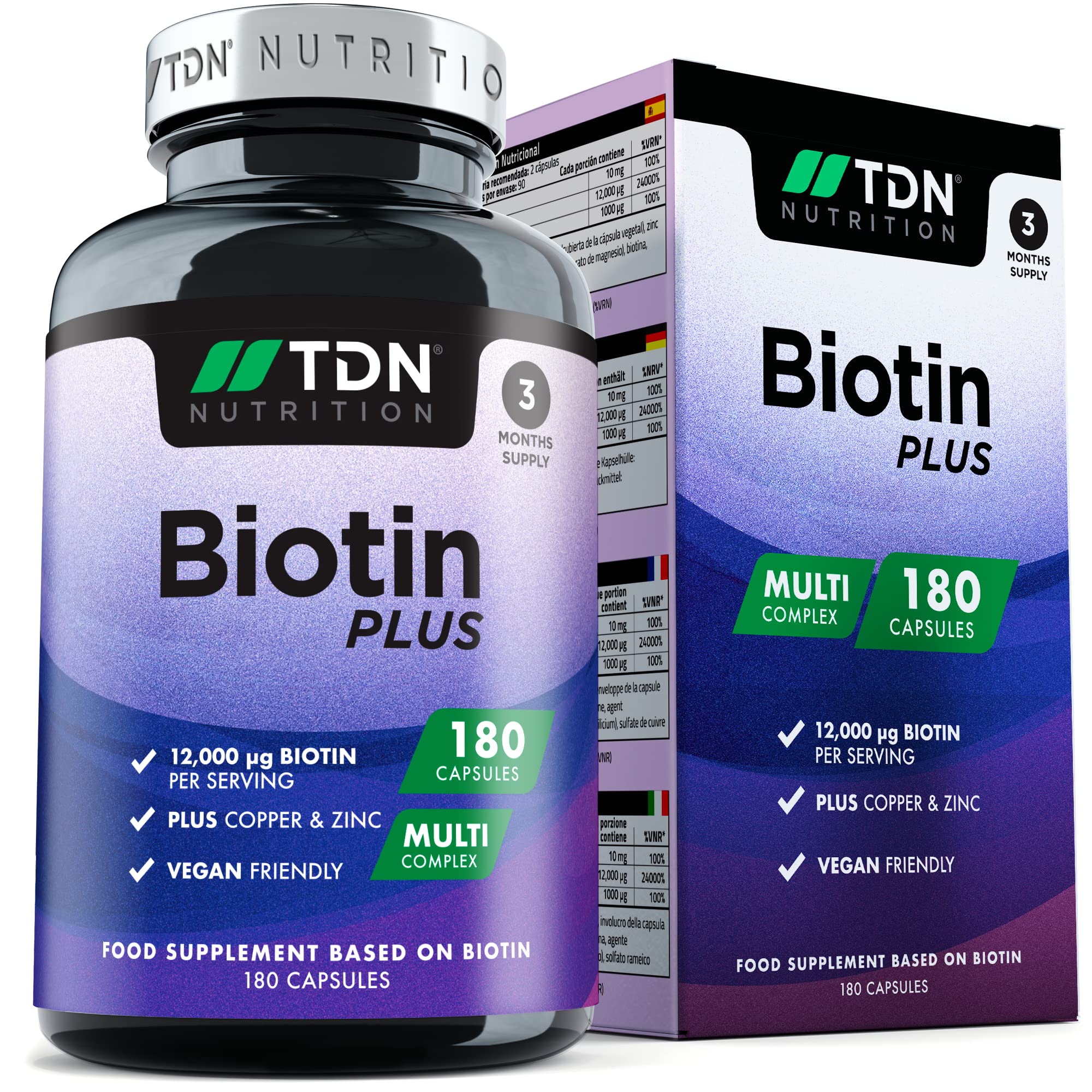 Biotin Hair Growth Supplement,180 Biotin Capsules Complex, 𝐒𝐤𝐢𝐧, 𝐍𝐚𝐢𝐥𝐬 𝐚𝐧𝐝 𝐇𝐚𝐢𝐫 𝐕𝐢𝐭𝐚𝐦𝐢𝐧𝐬 𝐟𝐨𝐫 𝐖𝐨𝐦𝐞𝐧 & 𝐌𝐞𝐧, Vegan Capsules (not Tablets) for Hair Loss Treatment