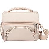 Bentgo Deluxe Lunch Bag - Durable and Insulated Lunch Tote with Zippered Outer Pocket, Internal Mesh Pocket, Padded & Adjustable Straps, & 2-Way Zippers - Fits Most Lunch Boxes (Sand)