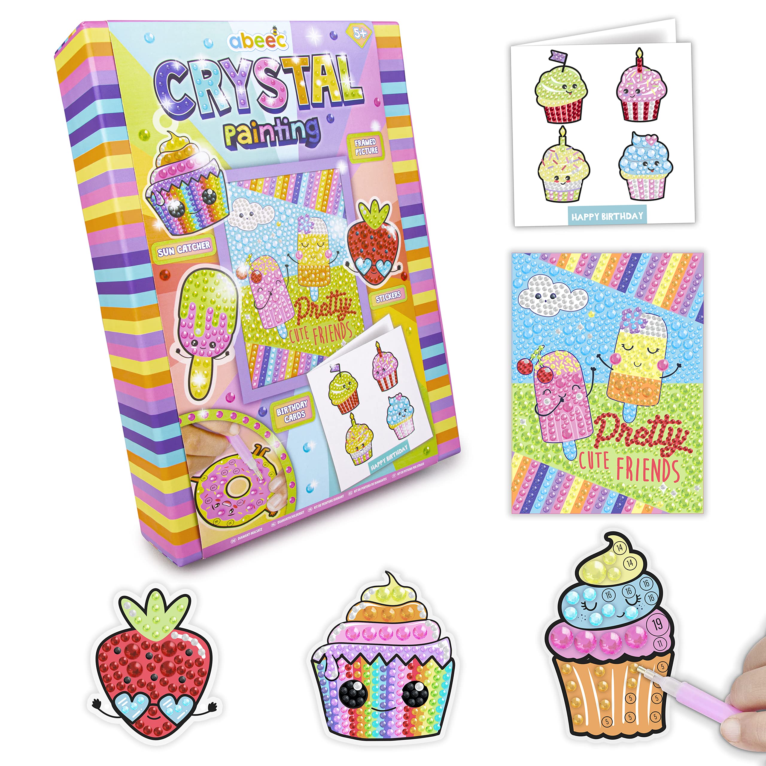 Abeec Crystal Painting Kit - Diamond Art for Kids and Adults - Arts and Crafts - Includes Gems and Painting Tools - Crystal Art Kits