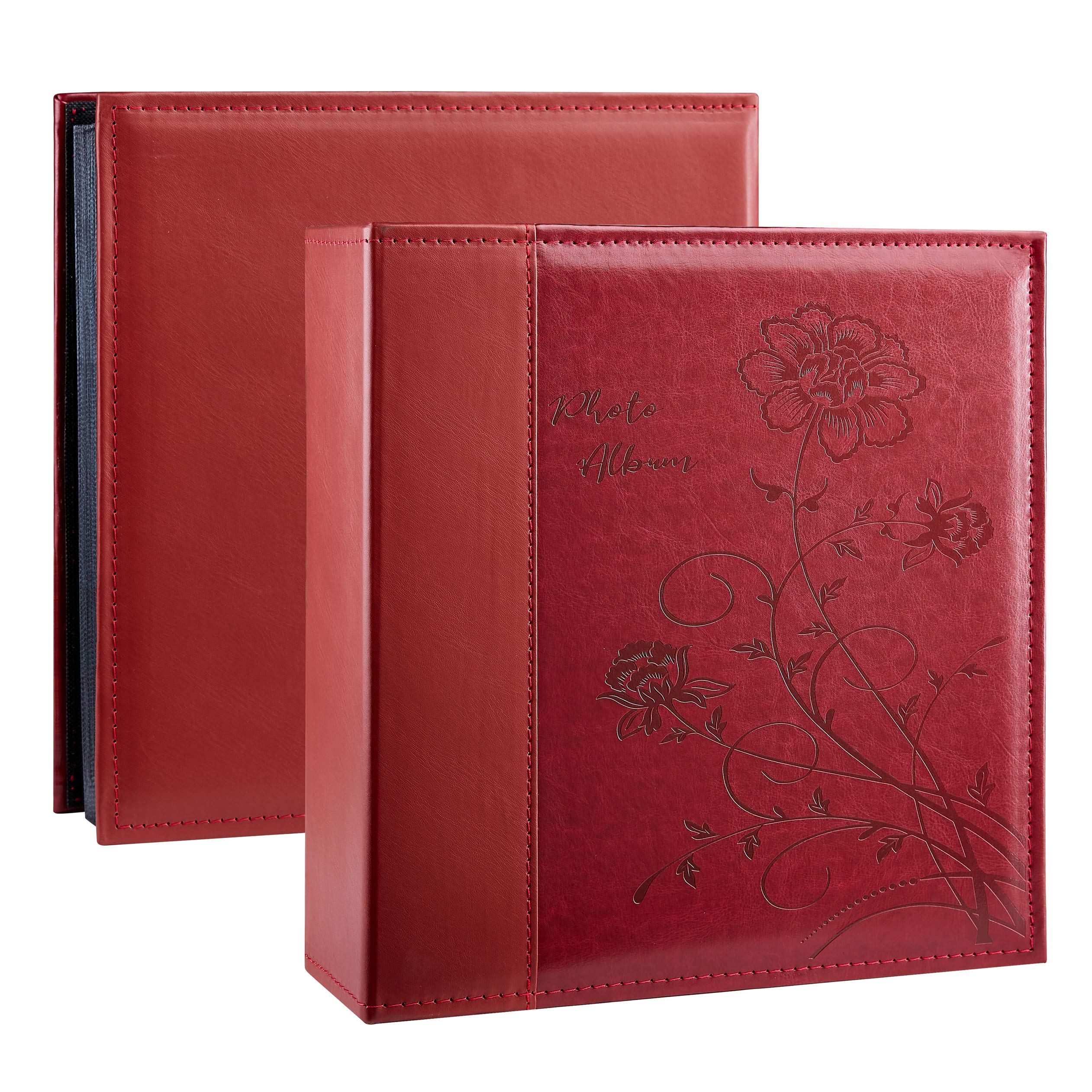 Miaikoe Photo Album 6x4 600 Photos Slip in, Extra Large Capacity Leather Cover Wedding Family Picture Albums Holds 600 Horizontal and Vertical 10x15cm Landscape Photos(Red)
