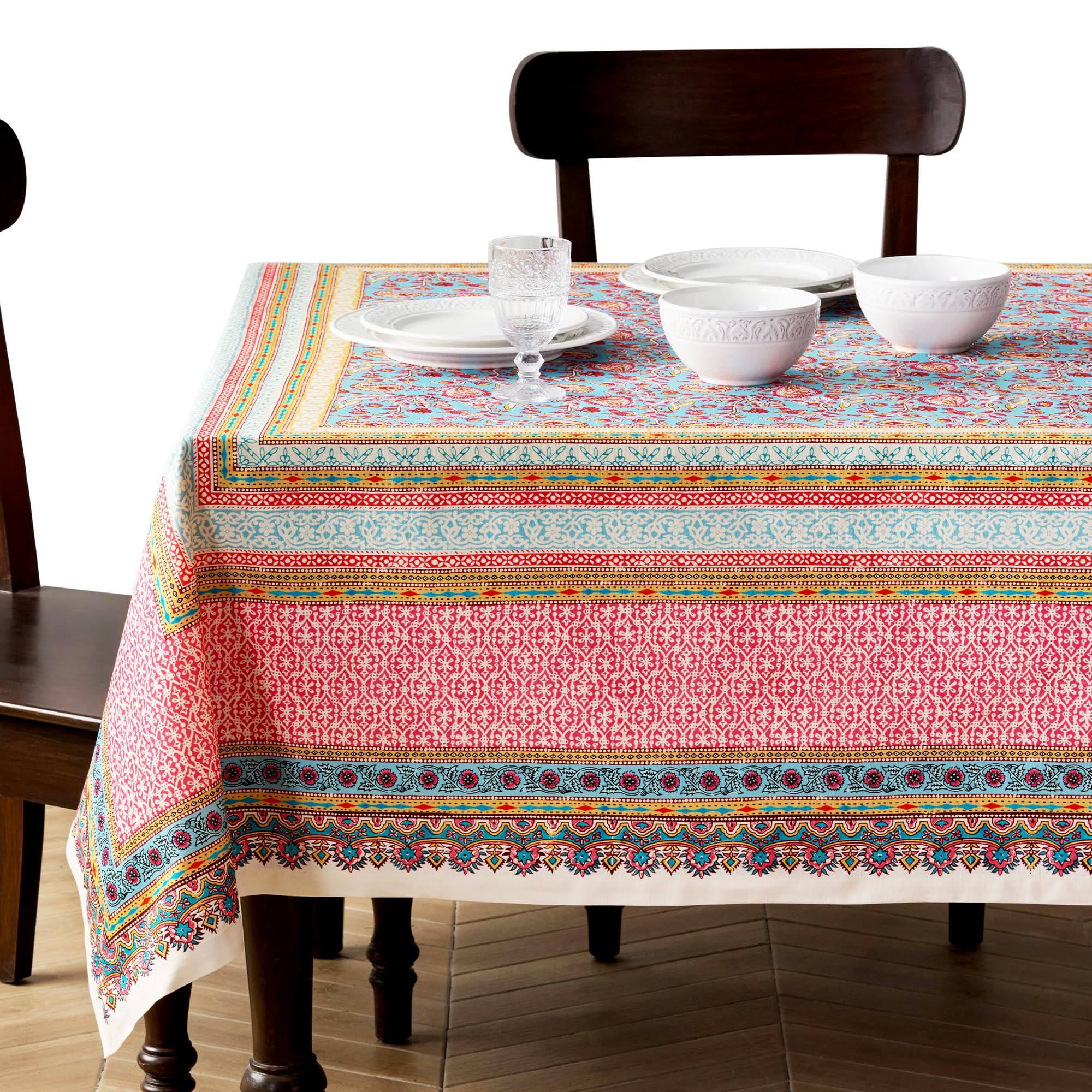 Maison d' Hermine Premium Table Cloth Square Table 100% Combed Cotton 70 x 70 Inches Tablecloth Reusable Decorative for Dining Room, Farmhouse, Home, Party, Festive & Wedding - Lauris Image