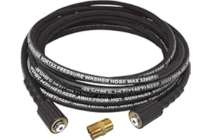 Vortxx Heavy Duty 1/4" x 25FT Pressure Washer Extension Hose for Sun Joe SPX-3000, SPX-25HD, M22-15mm, 3200 PSI Steel Wire Braided & Synthetic Rubber Jacket, Kink Resistant