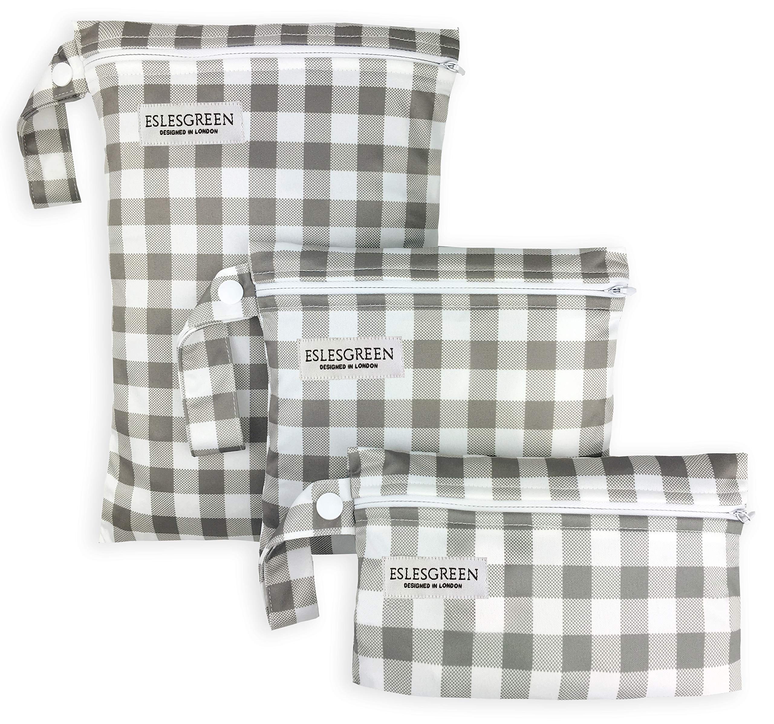 Eslesgreen 3X Reusable Nappy Bags - Waterproof Zippered Bags for Swimsuit - Baby Clothes Organiser