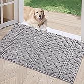 REFETONE Indoor Doormat, Front Back Door Mat 24"x36" Absorbent Rubber Backing Non Slip Door Mats, Low-Profile Resist Dirt Rugs, Machine Washable Door Rug Inside Floor Mat for Entryway, Light Grey