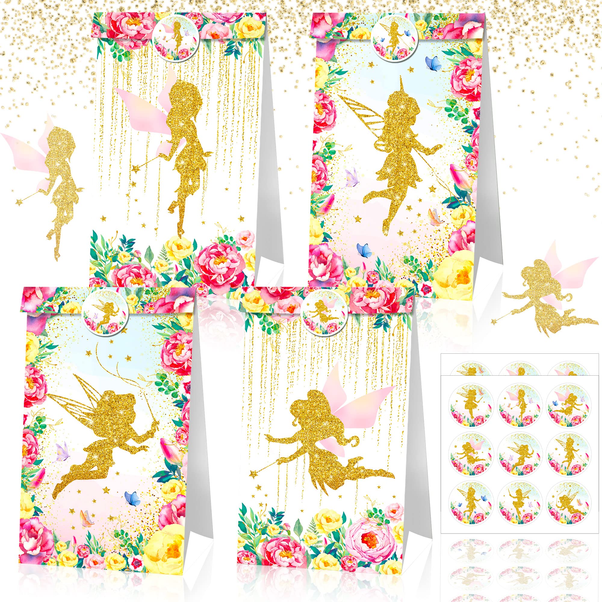 JeVenis Fairy Party Favor Bags Fairy Party Supplies Fairy Birthday Party Decoration Fairy Birthday Party Favors Fairy Party Gift Bags Fairy Party Treat Bags