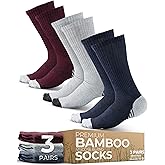 Pembrook 3 Pairs Viscose Bamboo Socks Mens - Premium Crew Work Socks, Moisture Wicking Socks Men for Hiking, Work Boot Socks