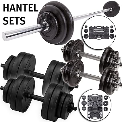 Kurzhantel Set 20 KG, 30 KG wahlweise mit Koffer, Langhantel Set 25 KG mit Koffer, C.P. Sports Hantelset