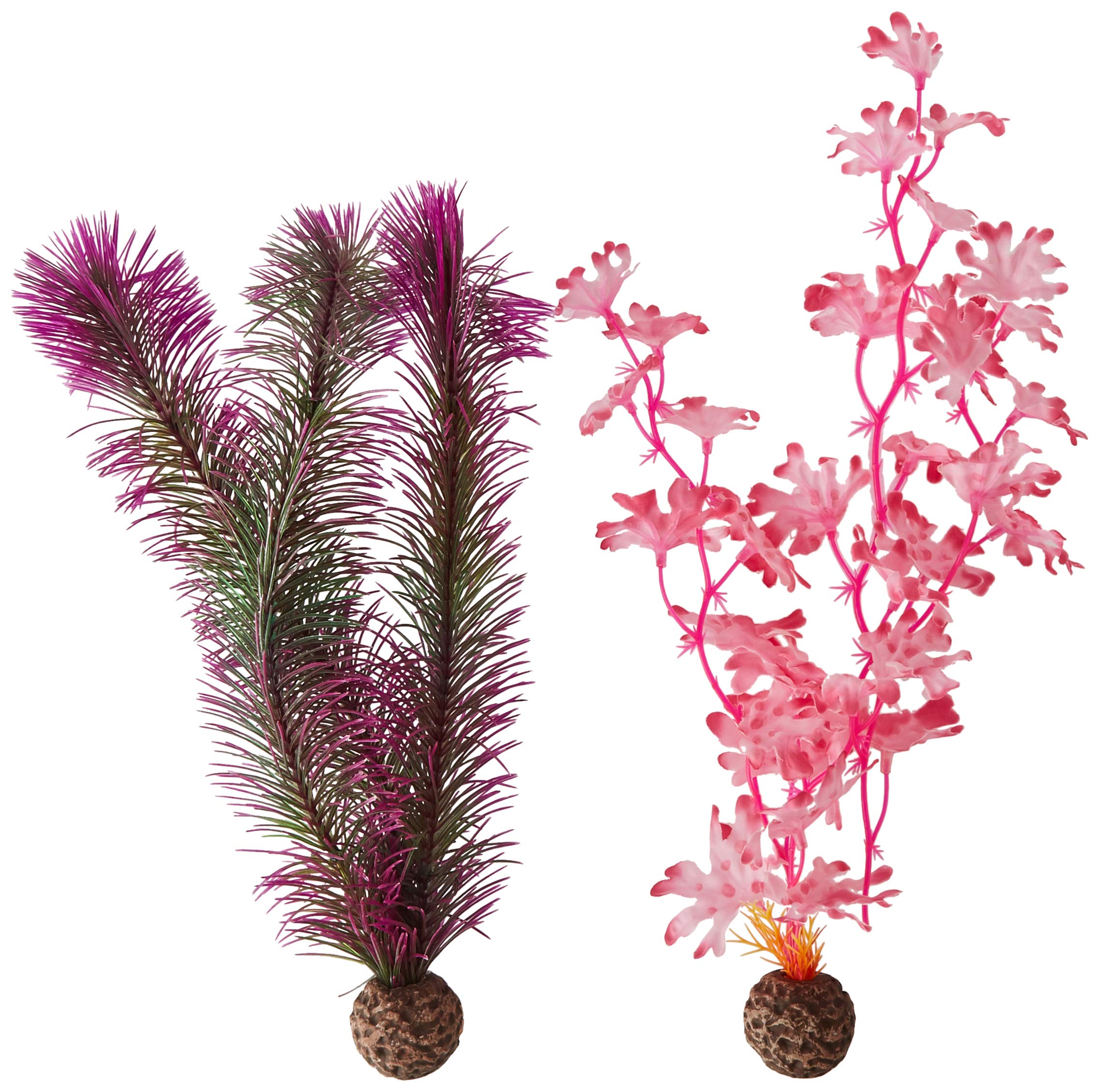 biOrb Fish Tank Decorations, Pink Seaweed With Weighted Balls, 2 x Aquarium Plants (Medium), Artificial Fish Tank Plants To Colour, Natural-Looking Aquarium Decor For A Scenic Background