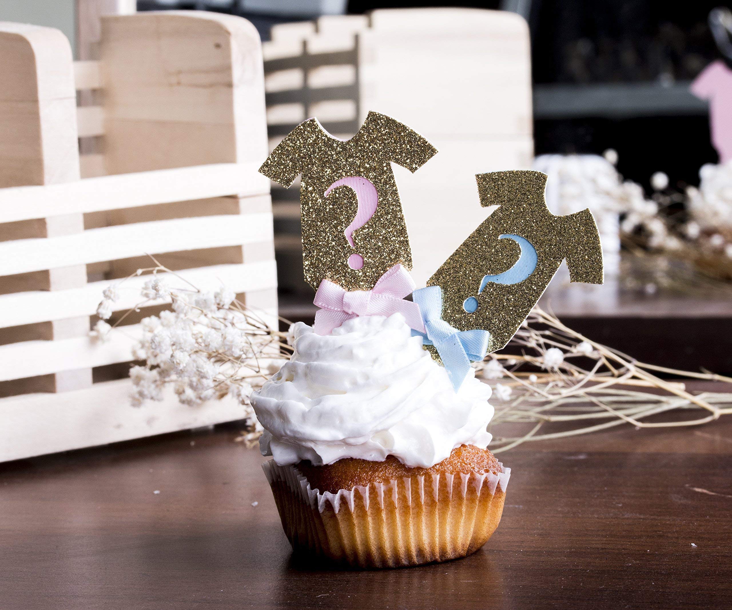 Buy Gender Reveal Party Cupcake Toppers He or She Cupcake Toppers