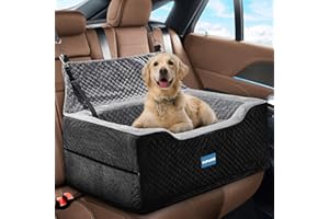 Aupures Dog Car Seat -Perfect Dog Car Seats for Large Medium Sized Dogs Under 55 lbs,Dog Booster Car Seat for Two Small Dogs with Adjustable Height,Pet Car Seat, Dog Car Carrier in Fabric(Black/Gray)