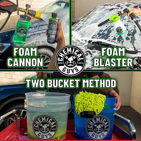 CHEMICAL GUYS CWS_110_16 HONEYDEW SNOW FOAM CAR WASH SOAP (WORKS WITH FOAM CANNONS, FOAM GUNS OR BUCKET WASHES) SAFE FOR CARS, TRUCKS, MOTORCYCLES, RVS & MORE, 16 FL OZ, HONEYDEW SCENT
