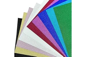 A4 Glitter Cardstock, Coloured Cardstock 250gsm 10 Sheets 10 Colors, Shiny Paper for DIY Crafts, Gift Wrapping, Scrapbooking,