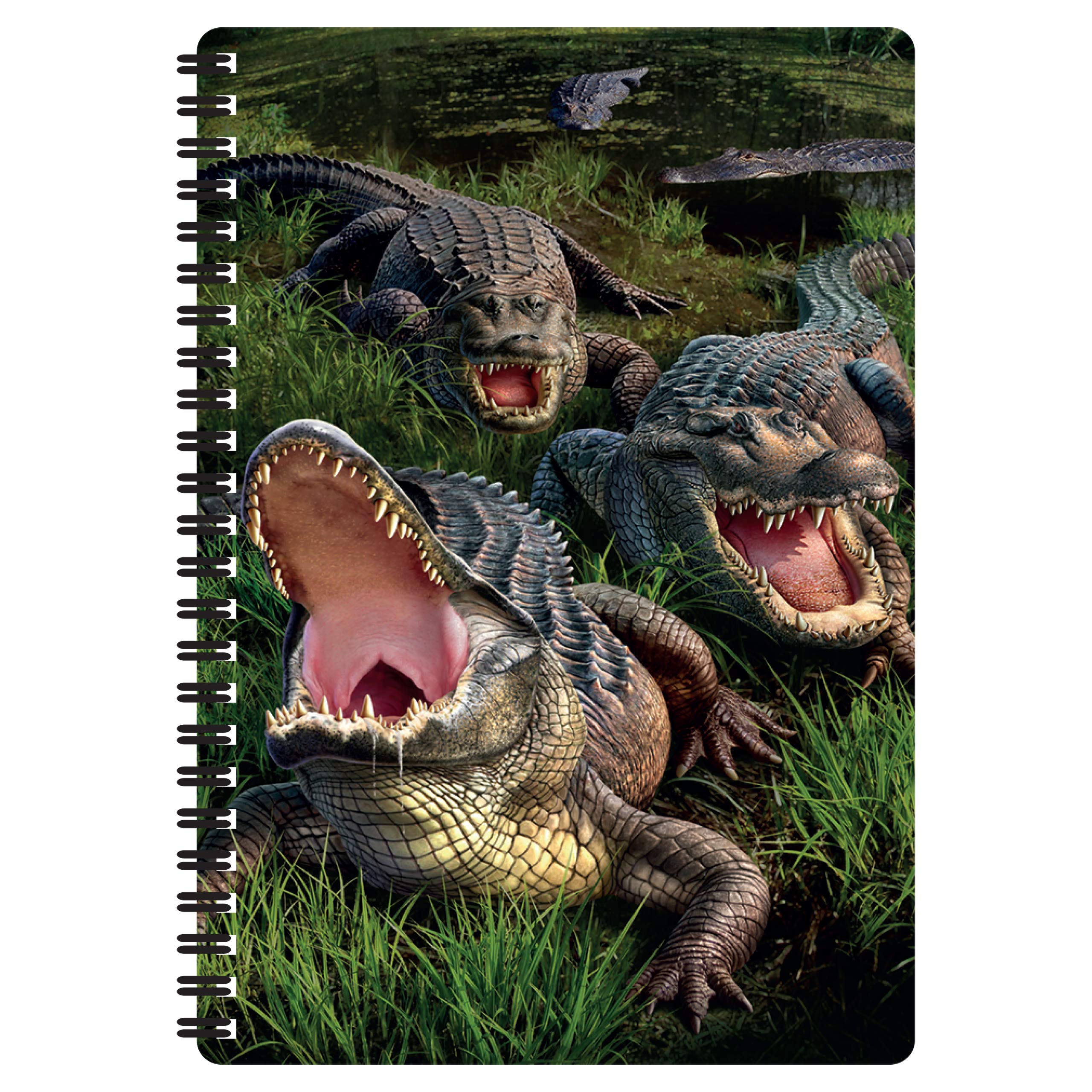 3D LiveLife A5 Notebook - Gator Bog from Deluxebase. Spiral Bound Lined Notebook with 80 Recycled Pages, 3D Alligator Art Notebooks for Work, Gifts and School Supplies, (21 x 14.5 cm).