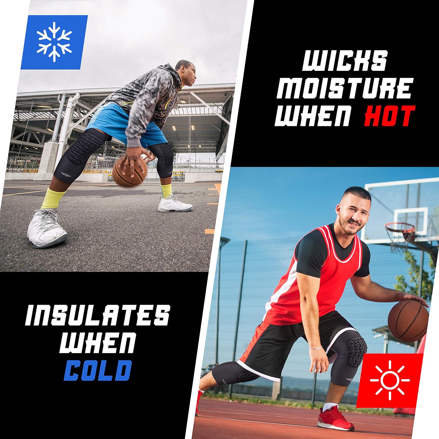 Vergali Basketball and Wrestling Knee Pads for Youth and Adult (Set of 2). Durable Padded Knee Sleeve Design Contours Around Knee to Protect Your Leg. Perfect Compression for Boys, Girls, Men, Women : Sports & Outdoors
