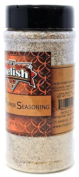 LEMON PEPPER SEASONING BY ITS DELISH, MEDIUM JAR, 9 OZ