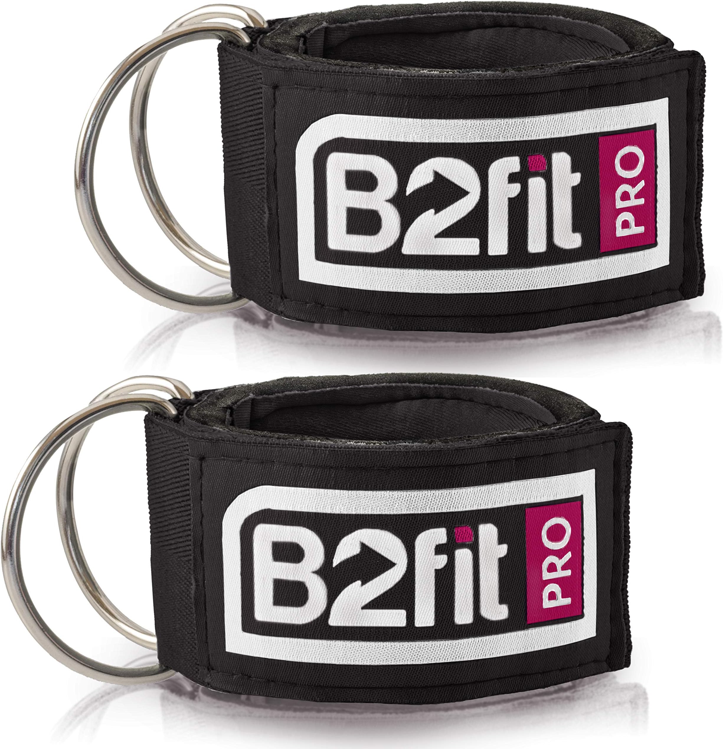 Ankle Straps for Cable Machines by B2FIT PRO - Premium Padded Double D-Ring Ankle Cuffs for Gym Workouts - Fitness Equipment for Leg Exercises, Cable Kickbacks, Glutes, Weight Lifting for Men & Women