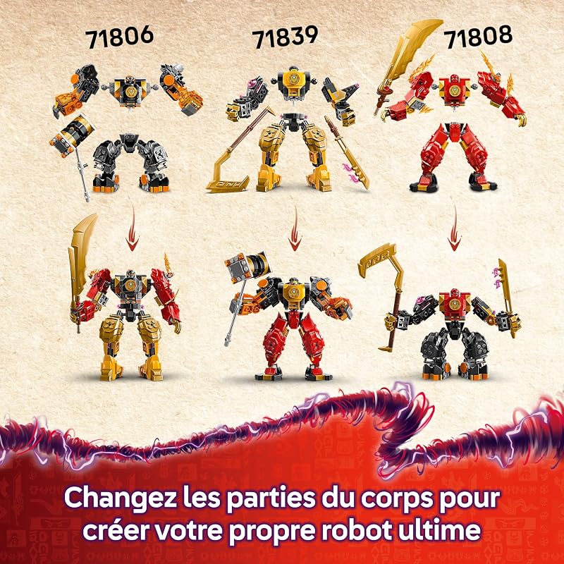 Ninjago Le Robot De Spinjitzu d’Arin - Figurine Articulée Combinable avec Autres Sets - Bébé Dragon Riyu & 2 Minifigurines Ninjas - Cadeau pour Garçon 7 Ans & Fans Soulèvement des Dragons 71839 — photo 4 sur 8