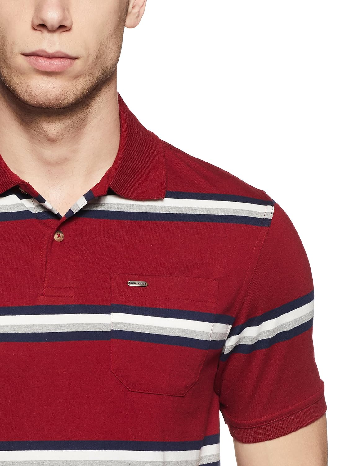 peter england men's striped regular fit polo