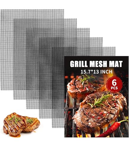 FF Era BBQ Grillmatten-Set (5 Stück) – Antihaft-Grillmatten 40x33 Cm Für Grill & Backofen (schwarz)