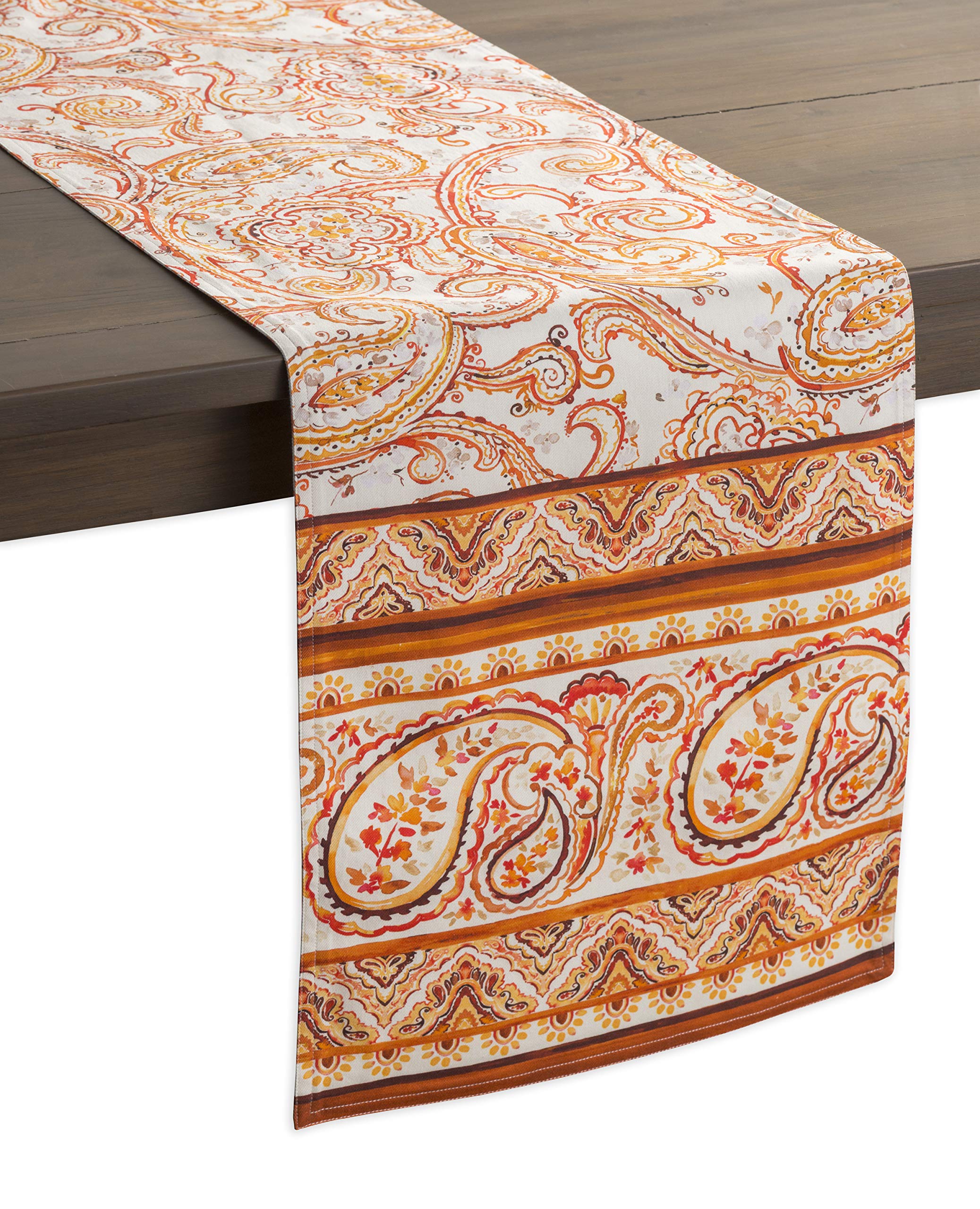 Maison d' Hermine Table runner 100% Cotton Single Layer Table Runners 230 CM long for Christmas Decorations Home Kitchen Dining Party Wedding Bridal Shower (Palatial Paisley, 37 cm x 230 cm) — image 1