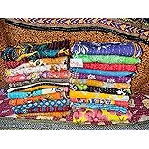 Gajanad Artistry One Piece Vintage Kantha Quilts Reversible Bohemian Home Decor Handmade Indian Blanket Twin Size 85X55 Inches Assorted Multicolor