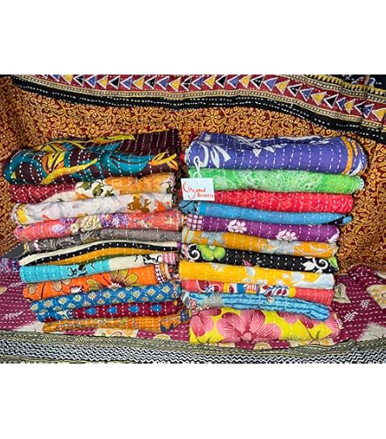 Indian-Shoppers Katoen Kantha Gooi Deken Bohemian Blauwe