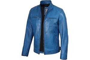 Decrum Leather Jacket Men - Cafe Racer Style Real Lambskin Leather Jackets for Mens