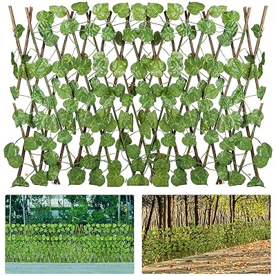 Buy 4 Pack Expandable Artificial Ivy Privacy Screen Fence Retractable Fence Panel With Faux Leaves Green Zip Ties Decorative Nature Wood Trellis Fence Greenery Wall For Outdoor Backyard Home Decors Online In