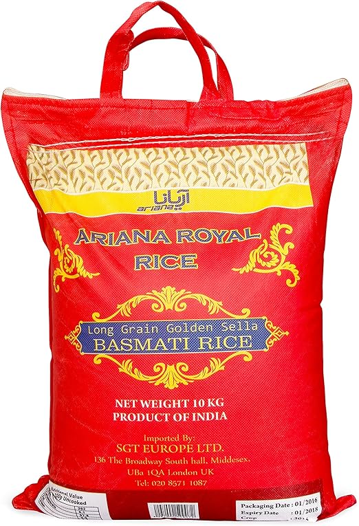10KG Ariana Royal Rice Long Grain Golden Sella BASMATI Rice Amazon.co