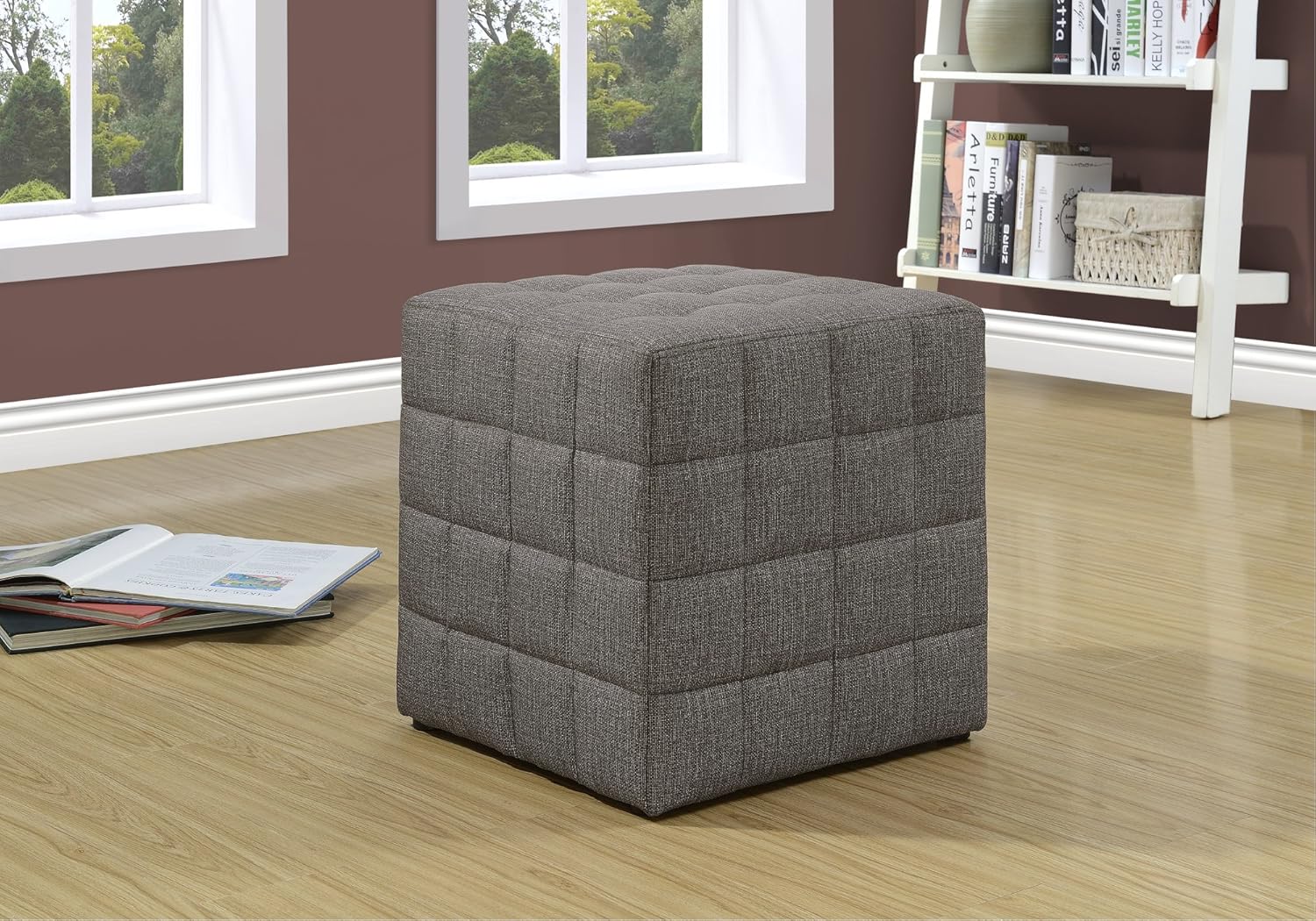 Monarch Specialties Ottoman Cube Chair Modern Tufted