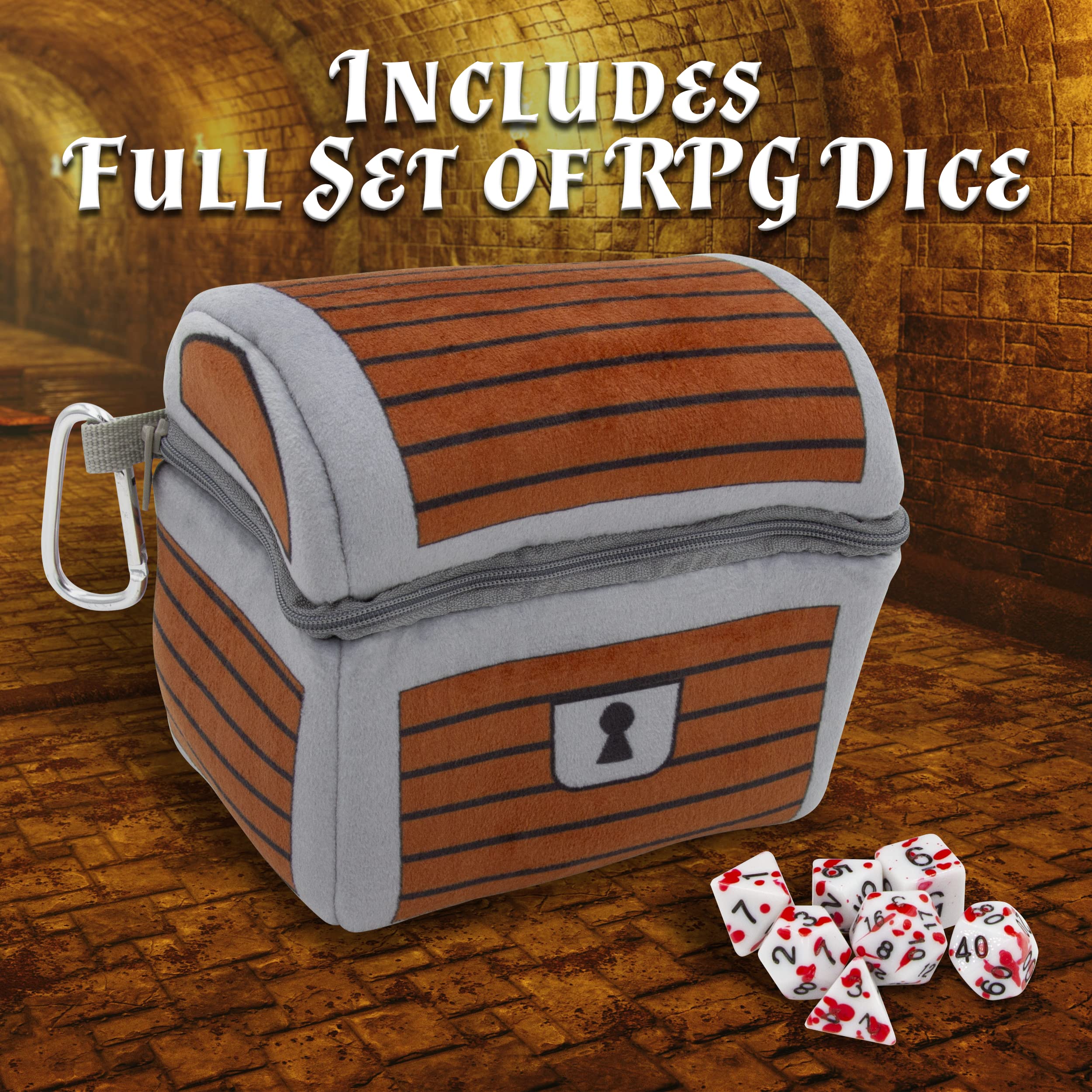 CASEMATIX Mimic Dice Chest and DND Dice Case with 7 Included RPG Dice - 6.5