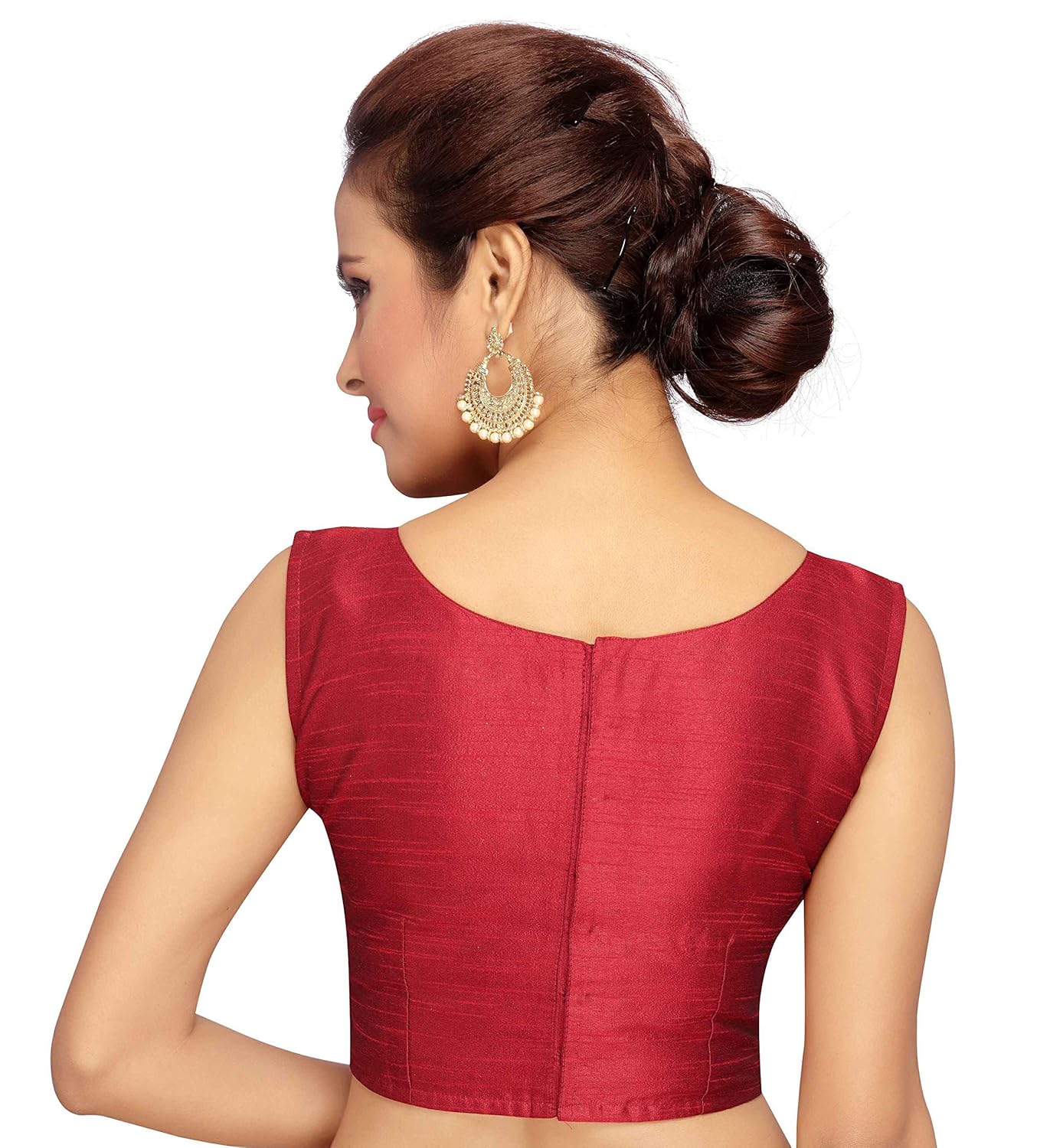 studio shringaar women's poly raw silk jhumka bead embroidered readymade saree blouse