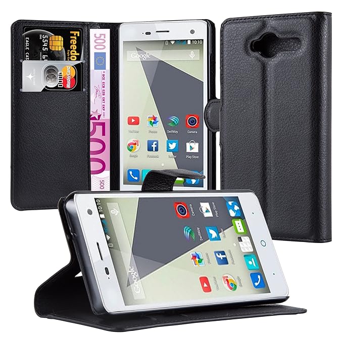Cadorabo Hülle für ZTE Blade L3 - Hülle in Phantom SCHWARZ – Handyhülle mit Kartenfach und Standfunktion - Case Cover Schutzh