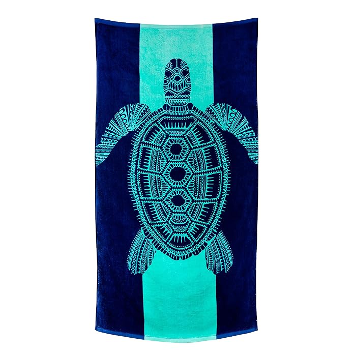 Nova Blue Turtle Beach Towel - Tropical Blue Colors With A Unique Design Extra Large (33x62) Made From 100% Cotton For Kids & Adults