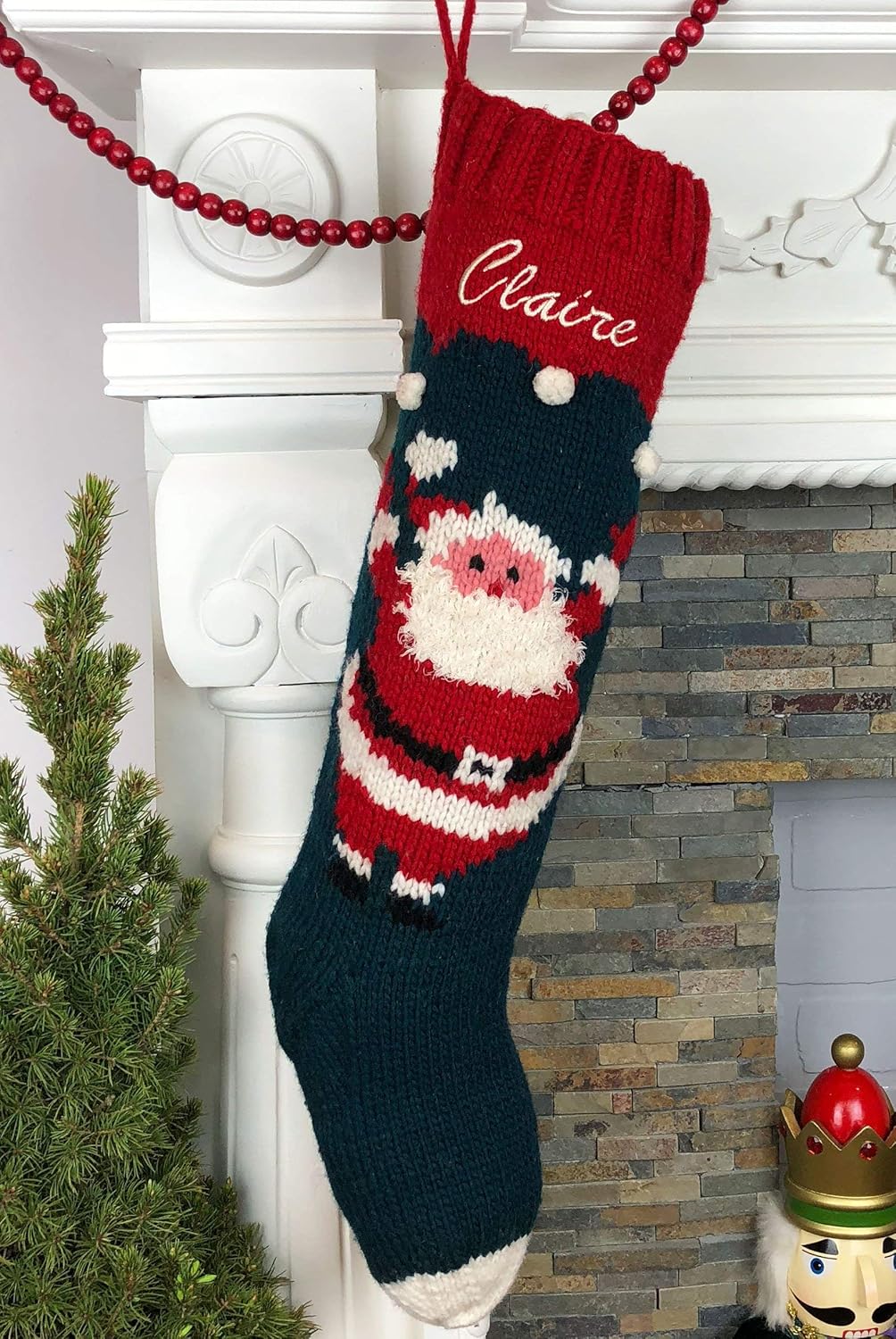 Christmas Stocking Personalized Hand Knit Santa Snowball Stocking Christmas Stocking Personalized Hand Knit Santa Snowball Stocking