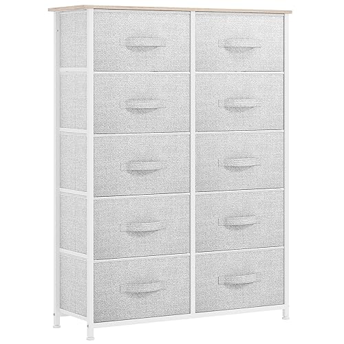YITAHOME 10 Drawers Dresser, Fabric Dresser for Living Room, Tall Chest Organizer Unit for Living Room, Hallway
