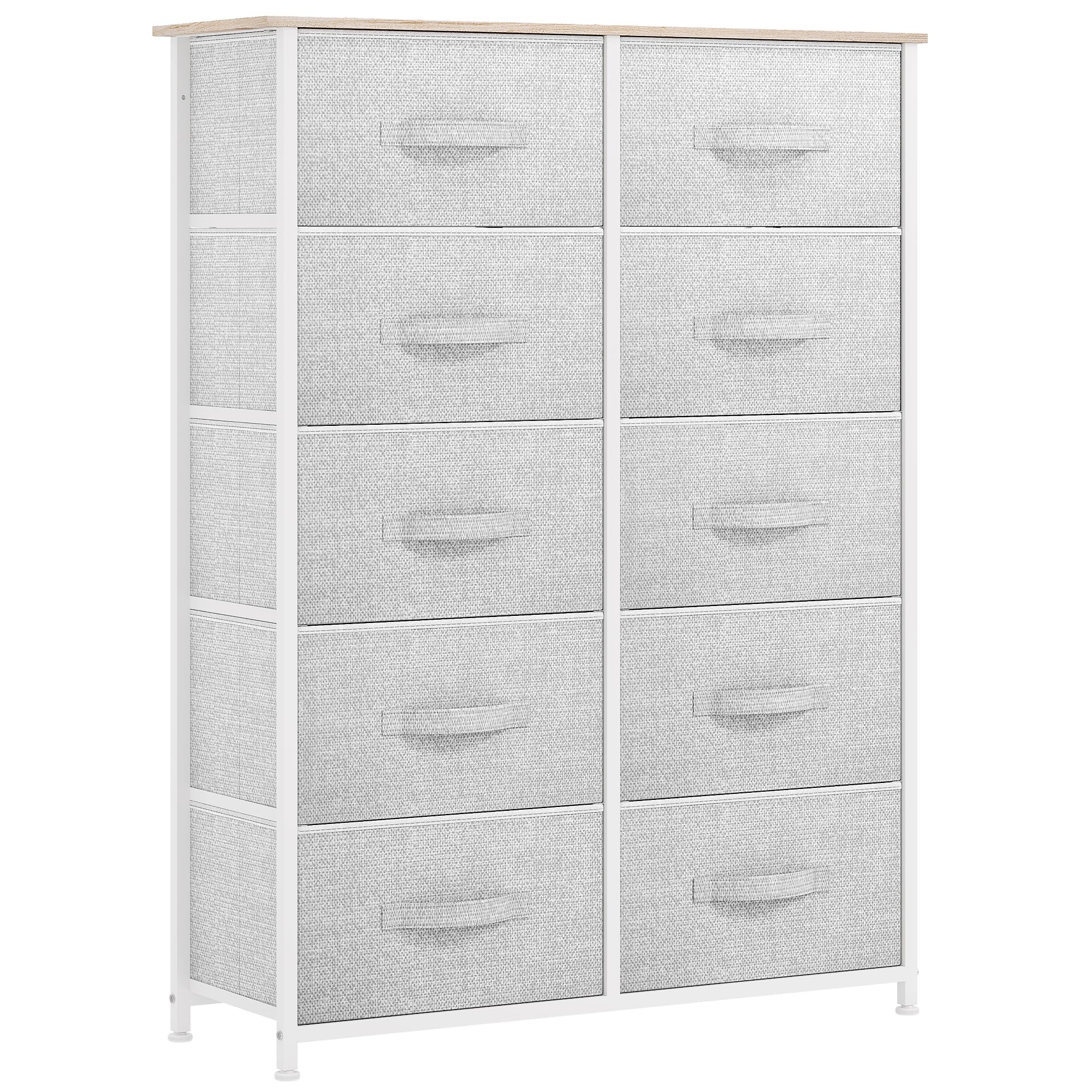 YITAHOME 10 Drawer Dresser - Fabric Storage Tower, Organizer Unit for Bedroom, Living Room, Hallway, Closets - Sturdy Steel Frame, Wooden Top & Easy Pull Fabric Bins (Cool Gray) Image YITAHOME 10 Drawer Dresser - Fabric Storage Tower, Organizer Unit for Bedroom, Living Room, Hallway, Closets - Sturdy Steel Frame, Wooden Top & Easy Pull Fabric Bins (Cool Gray) Image